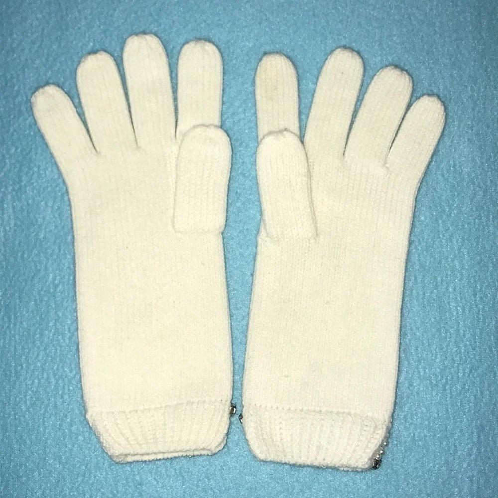 𝅺CASHMERE bling blue rhinestone and pearl gloves NEW size OSFA